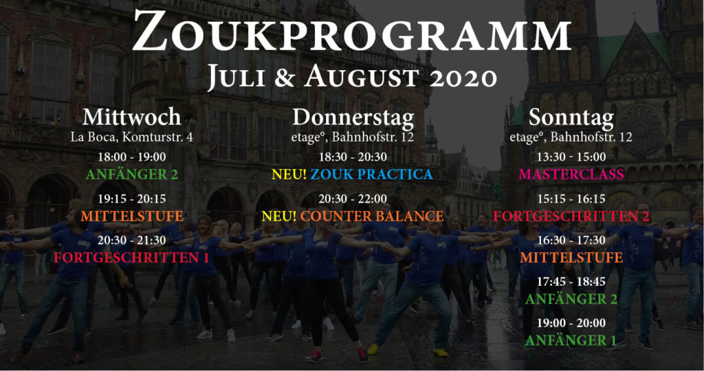 Zouk Programm im Juli und August