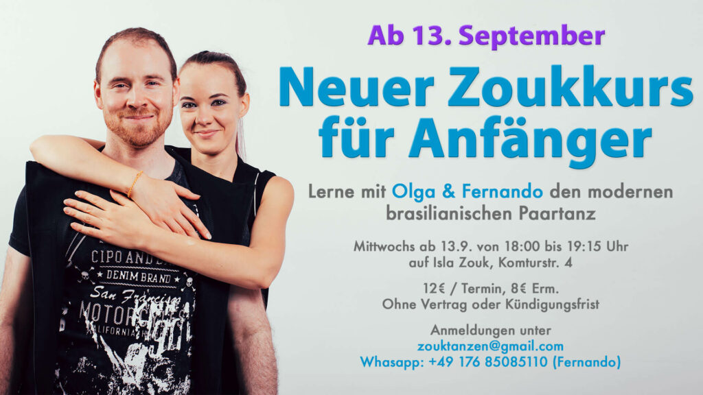 Neuer Zoukkurs für Anfänger ab September in Bremen